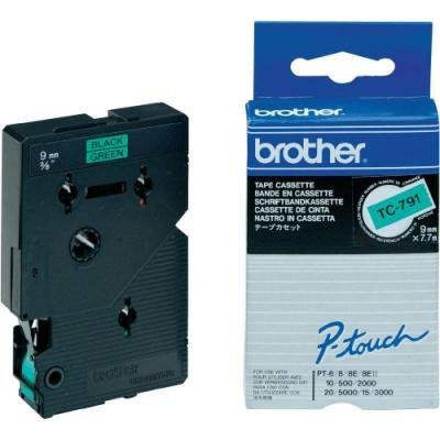 BROTHER laminovaná páska TC-791 / zelená-černá / 9mm
